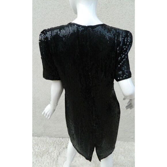 Patra Dress Vintage Size M/L Black Gold‎ Rope Sequin Beaded Cocktail Party - Picture 12 of 14